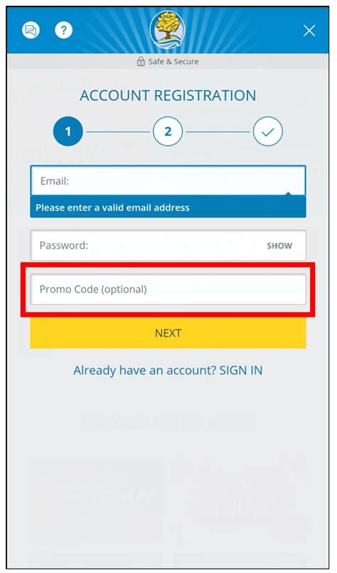 Claiming a Registration Promo Code Offer .